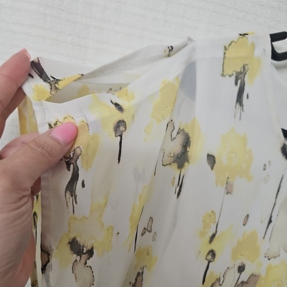 Womens Roz & Ali Sz Small Floral Blouse Sheer Lined Art To Wear Cottagecore - Picture 3 of 11